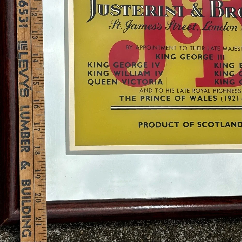 SALE VTG J & B Scotch Whiskey Man Cave Advertising Bar Mirror Justerini & Brooks